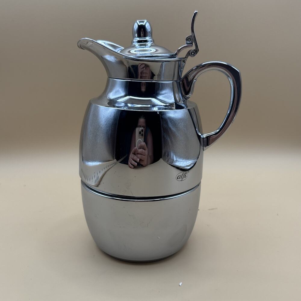 Alfi Branded Insulated Chrome Carafe Thermos Decanter Flip Lid Germany Glas 0.5